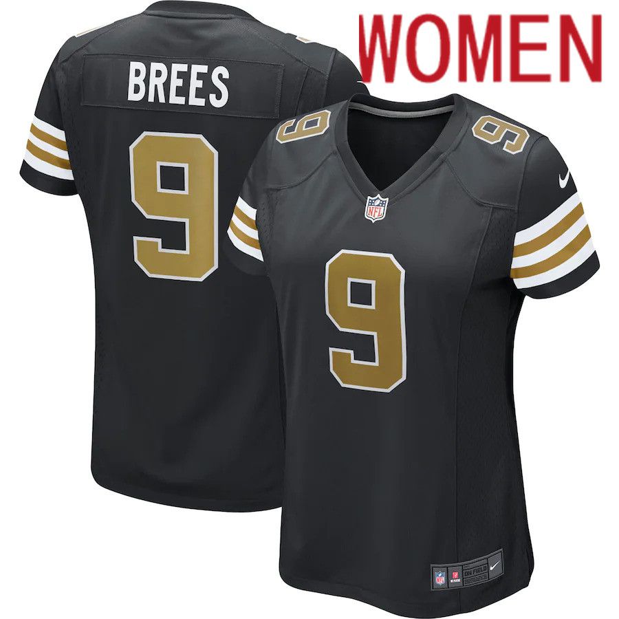 Women New Orleans Saints #9 Drew Brees Nike Black Alternate Game NFL Jersey